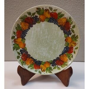 Vintage Lot of 8 Melmac Melamine 6" Bread Salad Plates Green Fruit Design